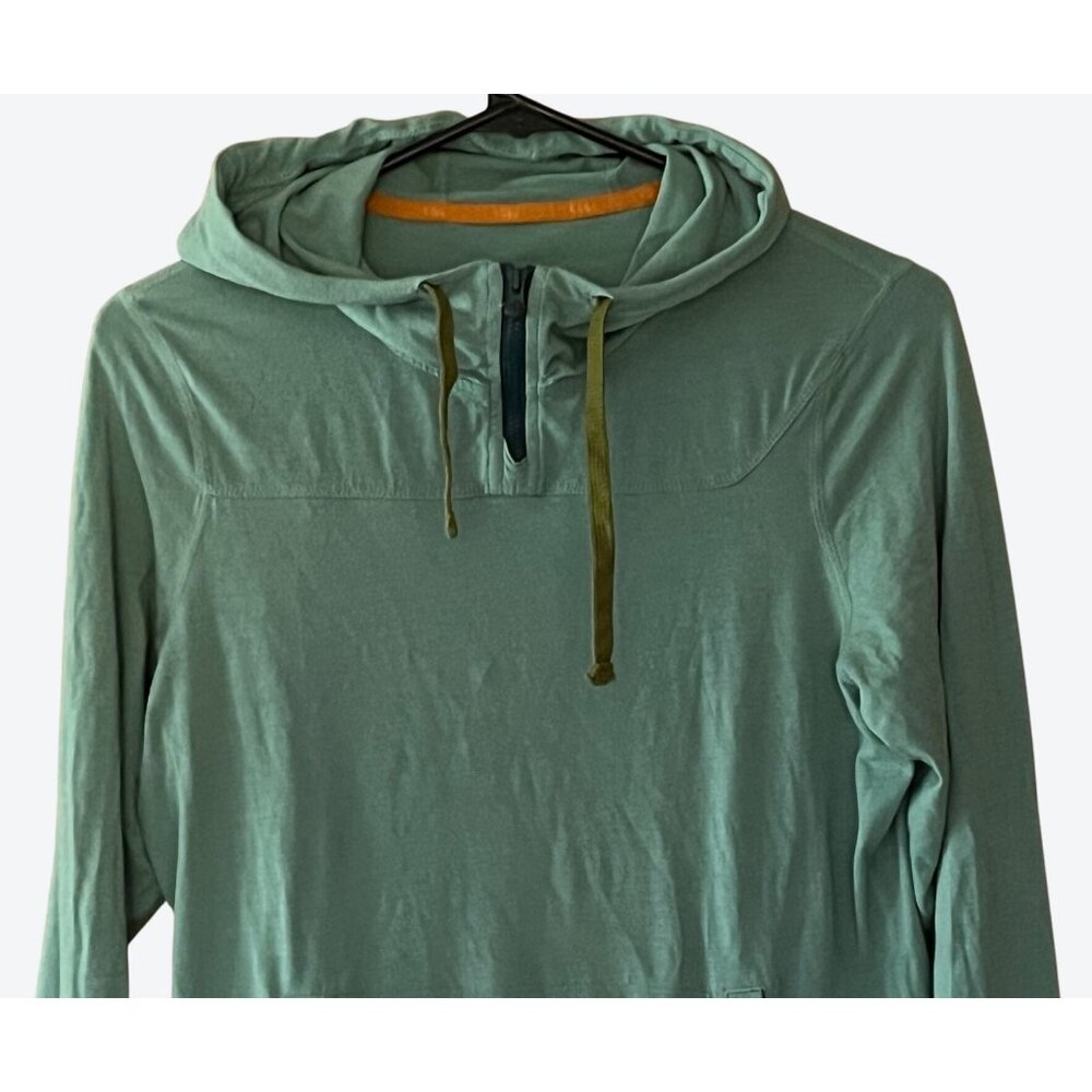 Outdoor Research Women's Small Long Sleeve 1/4 Zip Stone Green Cotton Blend Hood - Picture 2 of 7